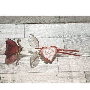 Glass Baron Red Rose Open Gold Accent Love Romantic Anniversary Birthday